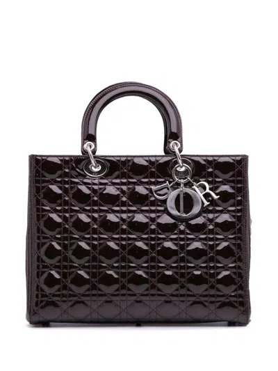 Pre-owned Dior 2010 Large Patent Cannage Lady  Satchel