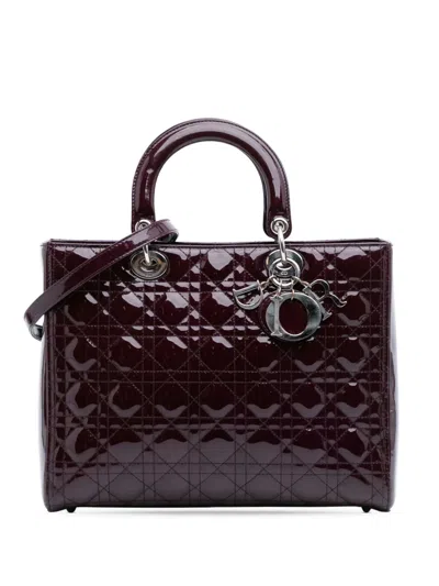 Pre-owned Dior 2010 Large Patent Cannage Lady  Satchel In Purple