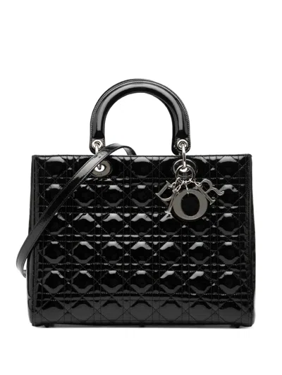 Pre-owned Dior 2010 Large Patent Cannage Lady  Satchel In Black