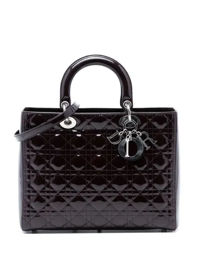 Pre-owned Dior 2010 Large Patent Cannage Lady  Satchel In Purple