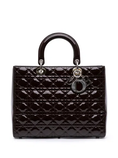 Pre-owned Dior 2010 Large Patent Cannage Lady  Satchel In Red
