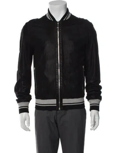 Pre-owned Dior 2010 Leather Bomber Jacket In Black
