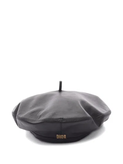 Pre-owned Dior 2010 Logo-lettering Beret In Black