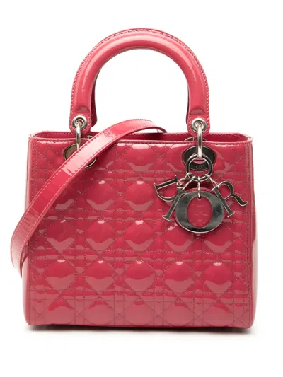 Pre-owned Dior 2010 Medium Patent Cannage Lady  Satchel In Pink