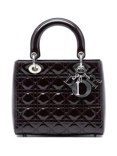 Pre-owned Dior 2010 Medium Patent Cannage Lady  Satchel In Red