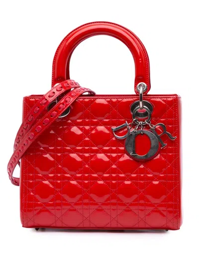 Pre-owned Dior 2010 Medium Patent Cannage Whipstitch Lady  Satchel