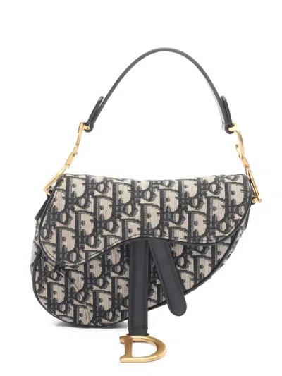 Pre-owned Dior 2010 Mini Saddle Oblique Shoulder Bag In Neutral