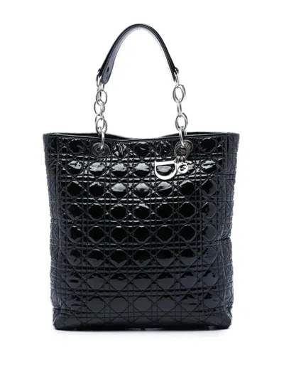 Pre-owned Dior 2010 Patent Cannage Lady  Soft Shopping Tote Bag In Black