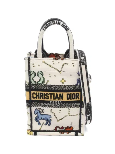 Pre-owned Dior 2010's Printed Book Tote Mini Handbag In Neutral