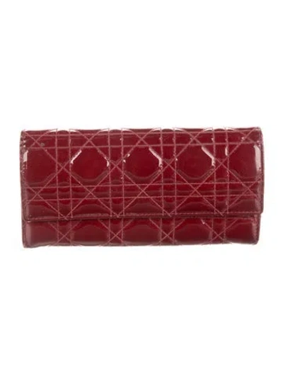 Pre-owned Dior 2010 Rendez-vous Continental Wallet In Burgundy