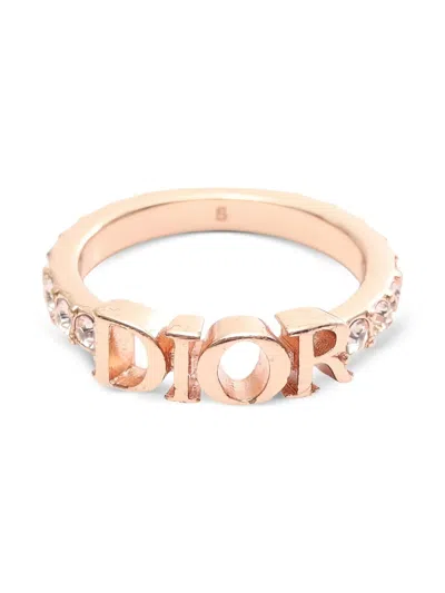 Pre-owned Dior 2010 Rhinestone Ring In Gold