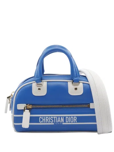 Pre-owned Dior 2010 Vibe Mini Bowling Handbag In Blue