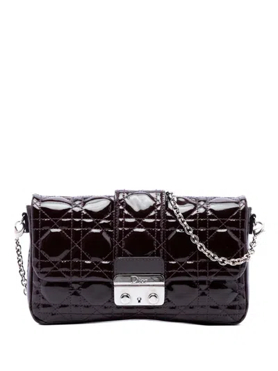 Pre-owned Dior 2010-2019 Patent Cannage New Lock Pouch Crossbody Bag In Purple