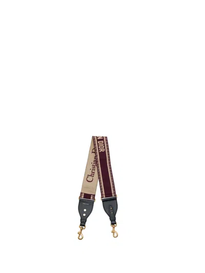 Pre-owned Dior 2010-2026 Canvas Logo Embroidered Shoulder Strap In Red