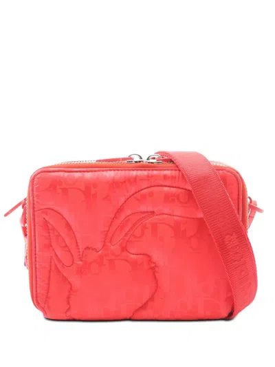Pre-owned Dior 2010-2026 Erl Oblique Mirage Technical Fabric Double Zip Crossbody Bag In Red