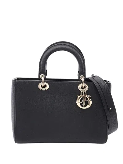 Pre-owned Dior 2010-2026 Grained Calfskin My Abc Lady D Sire Satchel In Black