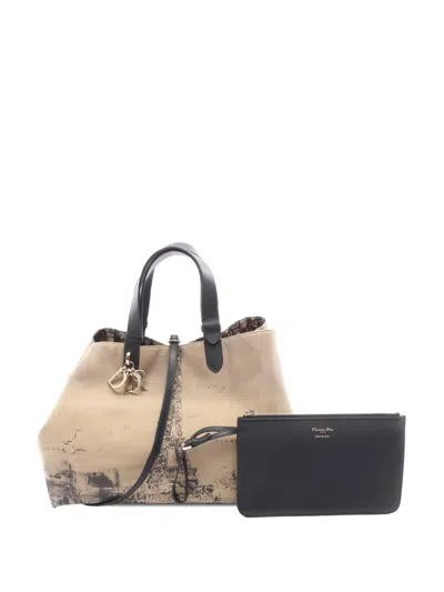 Pre-owned Dior 2010-2026 Large Oblique Toujours Tote Bag In Brown