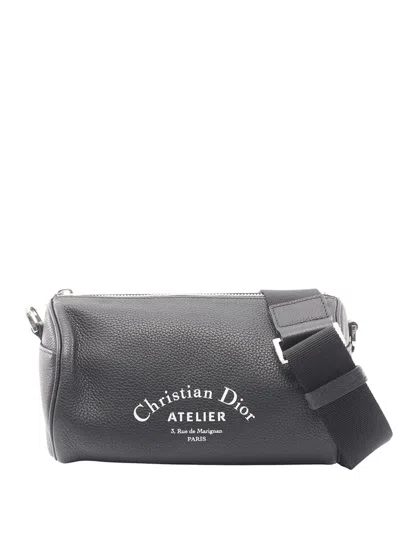 Pre-owned Dior 2010-2026 Leather Atelier Roller Crossbody Bag In Black