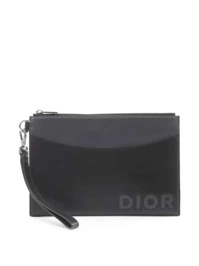 Pre-owned Dior 2010-2026 Leather Clutch Bag In Black