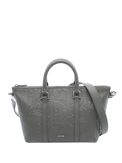 Pre-owned Dior 2010-2026 Leather Gravity Weekender 25 Satchel In Brown