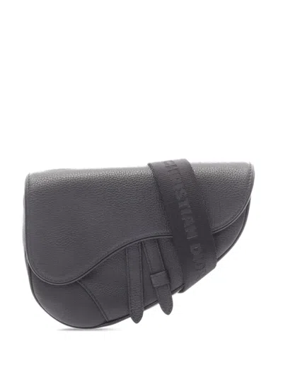 Pre-owned Dior 2010-2026 Leather Saddle Bag Shoulder Bag In Black