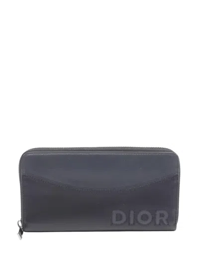 Pre-owned Dior 2010-2026 Leather Wallet Long Wallets In Black