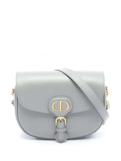 Pre-owned Dior 2010-2026 Medium Calfskin Bobby Crossbody Bag In Blue