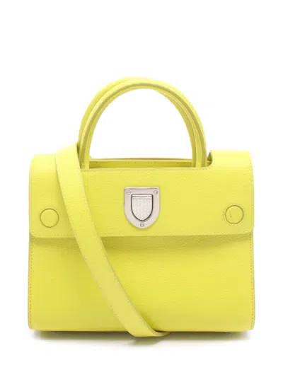Pre-owned Dior 2010-2026 Medium Grained Calfskin Ever Satchel In Yellow