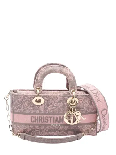 Pre-owned Dior 2010-2026 Medium Lady D-joy Toile De Jouy Satchel In Pink