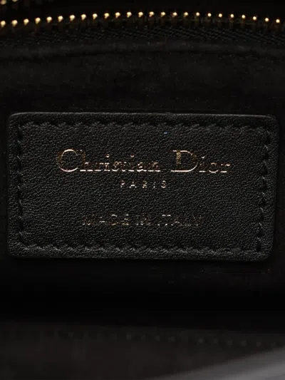 Pre-owned Dior 2010-2026 Mini Lambskin Cannage Beaded Lady  Satchel In Black
