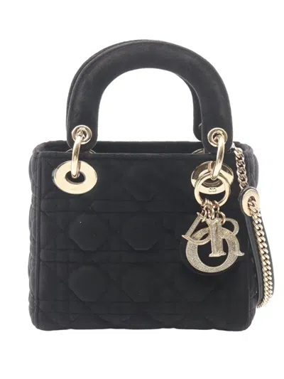 Pre-owned Dior 2010-2026 Mini Nylon Cannage Lady  Satchel In Black