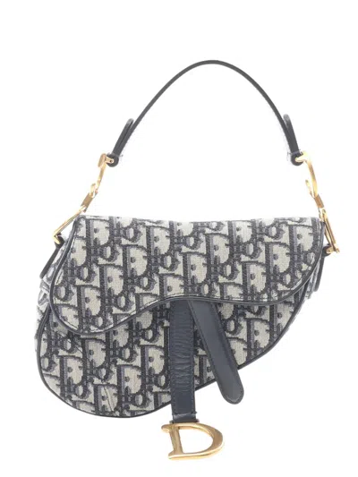 Pre-owned Dior 2010-2026 Mini Oblique Canvas Saddle Bag Handbag In Brown