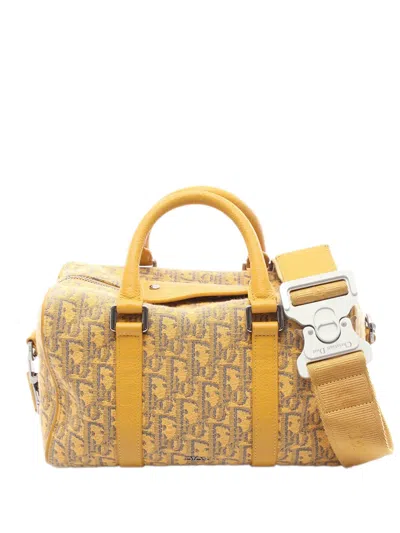 Pre-owned Dior 2010-2026 Oblique Jacquard Lingot 26 Satchel In Yellow