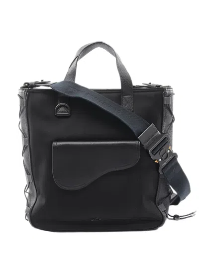 Pre-owned Dior 2010-2026 Sacai Leather Saddle Tote Bag In Black