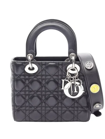 Pre-owned Dior 2010-2026 Small Lambskin Cannage My Abc Lady  Satchel In Black