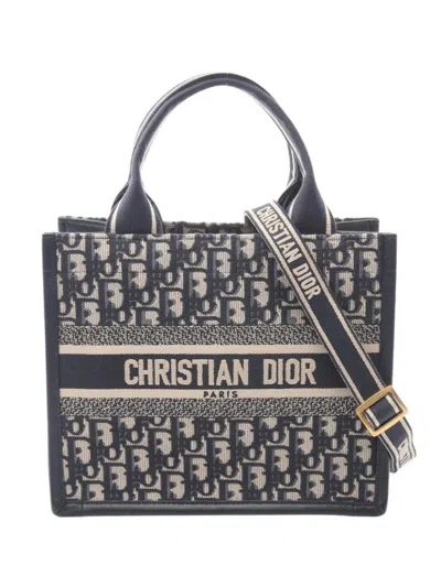 Pre-owned Dior 2010-2026 Small Oblique Book Satchel In Blue