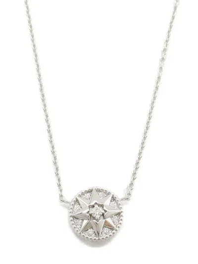 Pre-owned Dior 2010s 18k White Gold Rose Des Vents Diamond Necklace In Silver