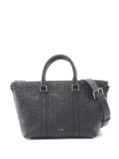 Pre-owned Dior 2010s 25  Gravity Weekender Tote Bag In Black