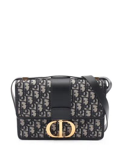 Dior 2010s 30 Montaigne Oblique Shoulder Bag In Black