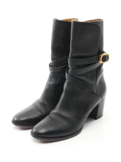 Pre-owned Dior 2010s 65mm Leather Ankle Boots In Black
