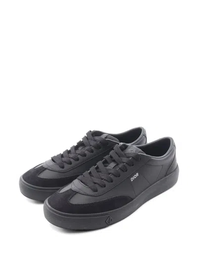 Pre-owned Dior 2010s B101 Cd Diamond Lace-up Suede Sneakers In Black