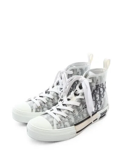 Pre-owned Dior 2010s B23 Oblique High-top Sneakers In White