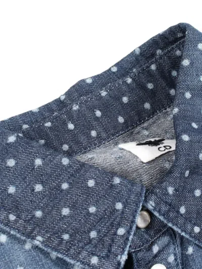 Pre-owned Dior 2010s Bee Embroidered Dot-pattern Denim Shirt In Blue