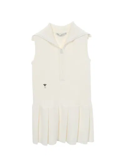Pre-owned Dior Bee Embroidery Knit Dress In White