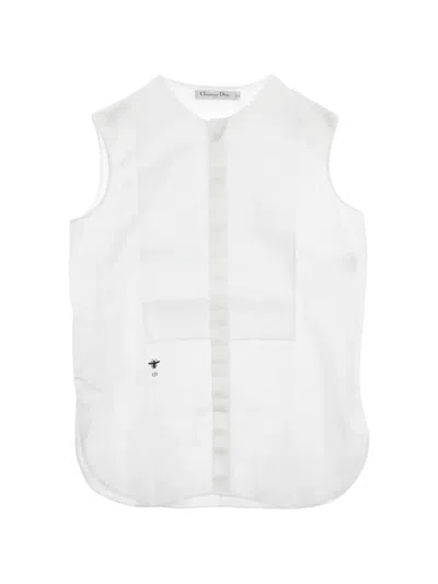 Pre-owned Dior 2010s Bee-embroidery Sleeveless Shirt In White