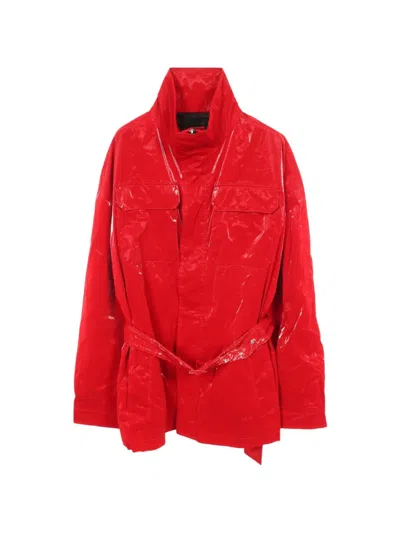 Pre-owned Dior 2010s Belted Flap-pocket Coat In Red