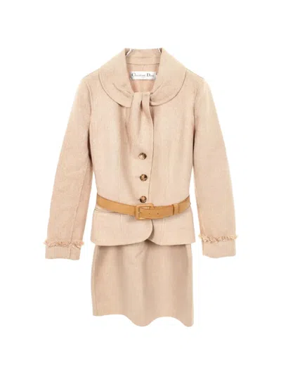 Pre-owned Dior 2010s Belted Skirt Suit In Neutral