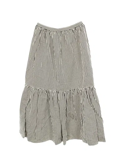 Pre-owned Dior 2010s Blair Striped Midi Skirt In Black