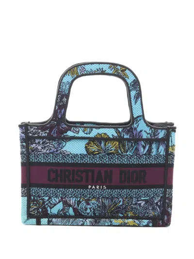 Pre-owned Dior 2010s Book Canvas Tote Bag In Blue