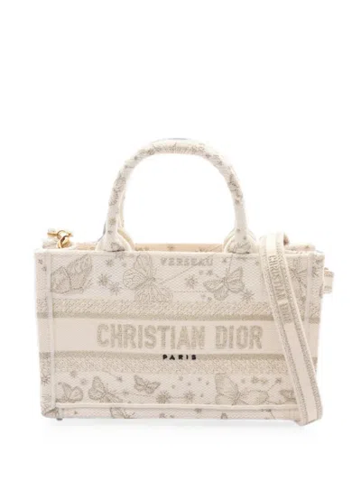 Pre-owned Dior 2010s Book Tote Butterfly Mini Tote Bag In Neutral